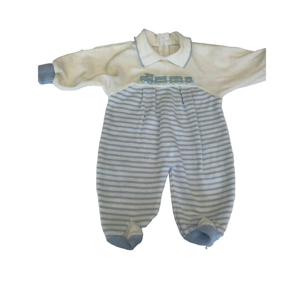 Vintage Baby Boy Clothes Lot 3-9M 90s Buster Brown Miniwear Train Plane 4pc